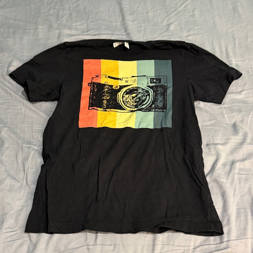 Bella Canvas Black Tee with Retro Camera Design